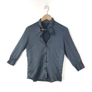Black Halo Neck Tie Blouse